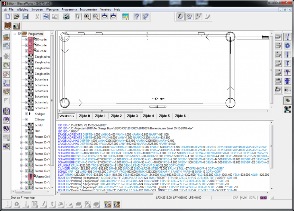 Pro2CNC programma in BiesseWorks