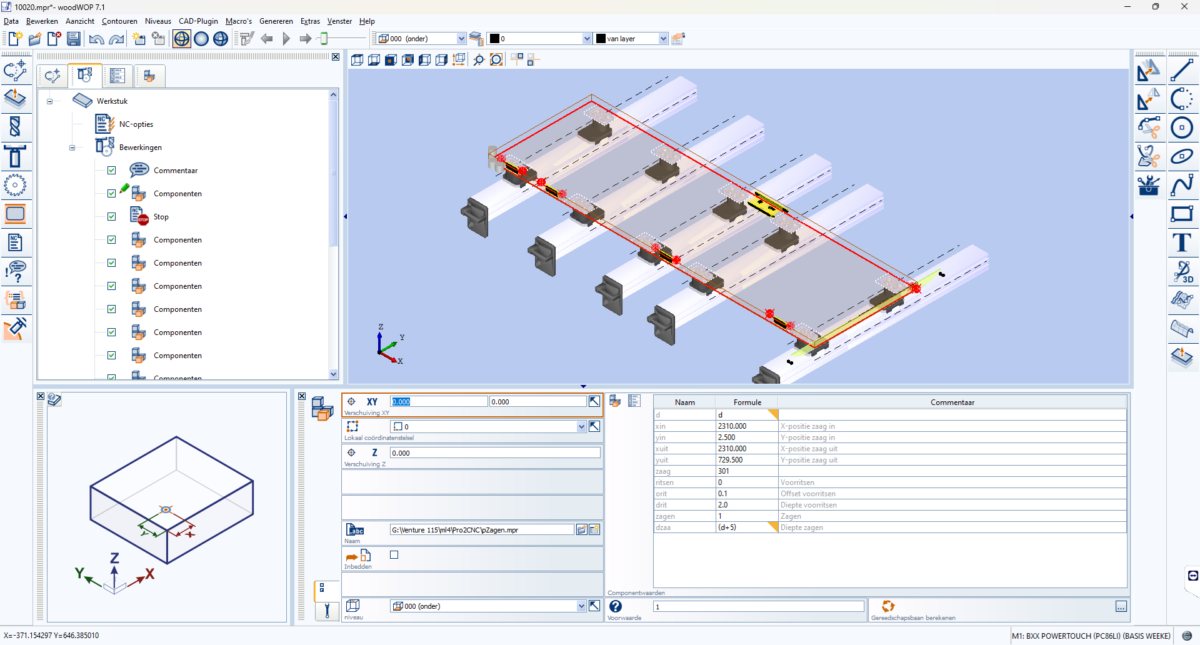 Pro2CNC Screenshot - woodWOP software met binnendeur